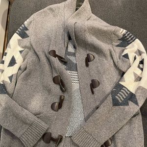 Grey cardigan toggle sweater